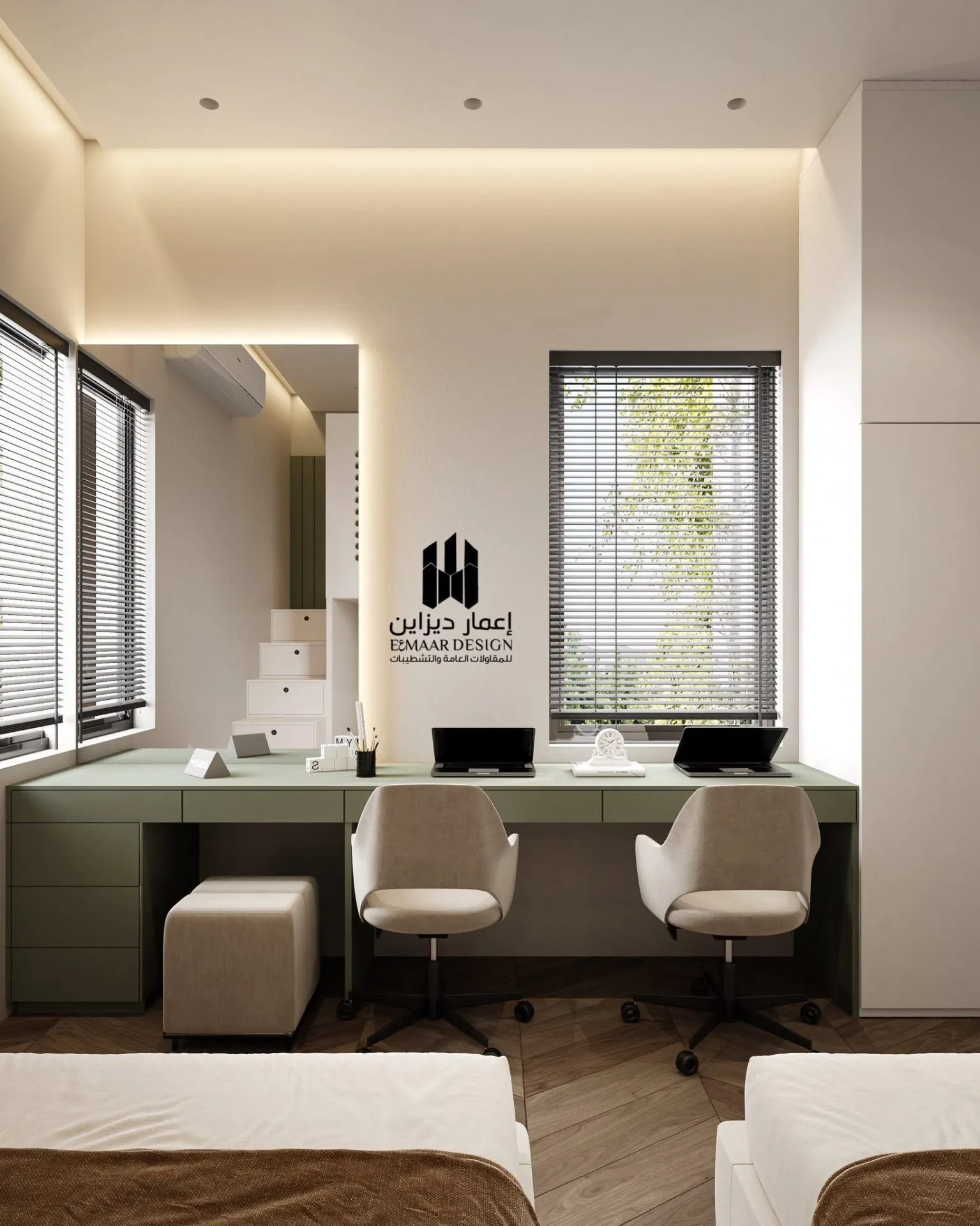 Lighting, parquet, and wardrobe details